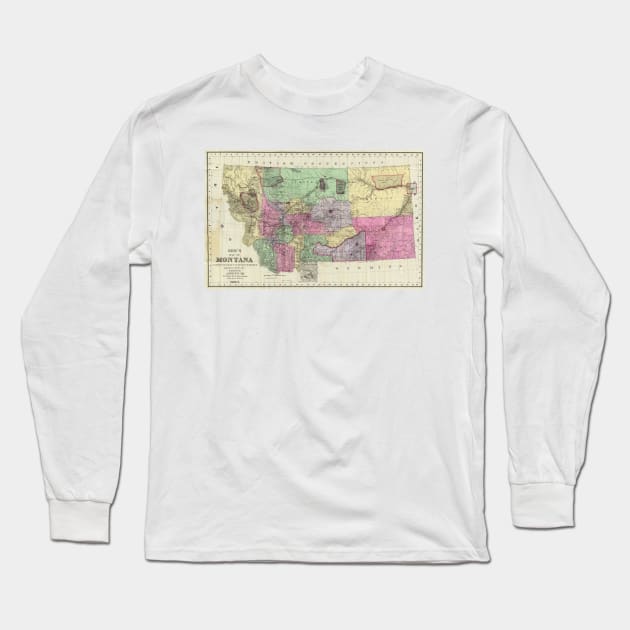 Vintage Map of Montana (1890) Long Sleeve T-Shirt by Bravuramedia